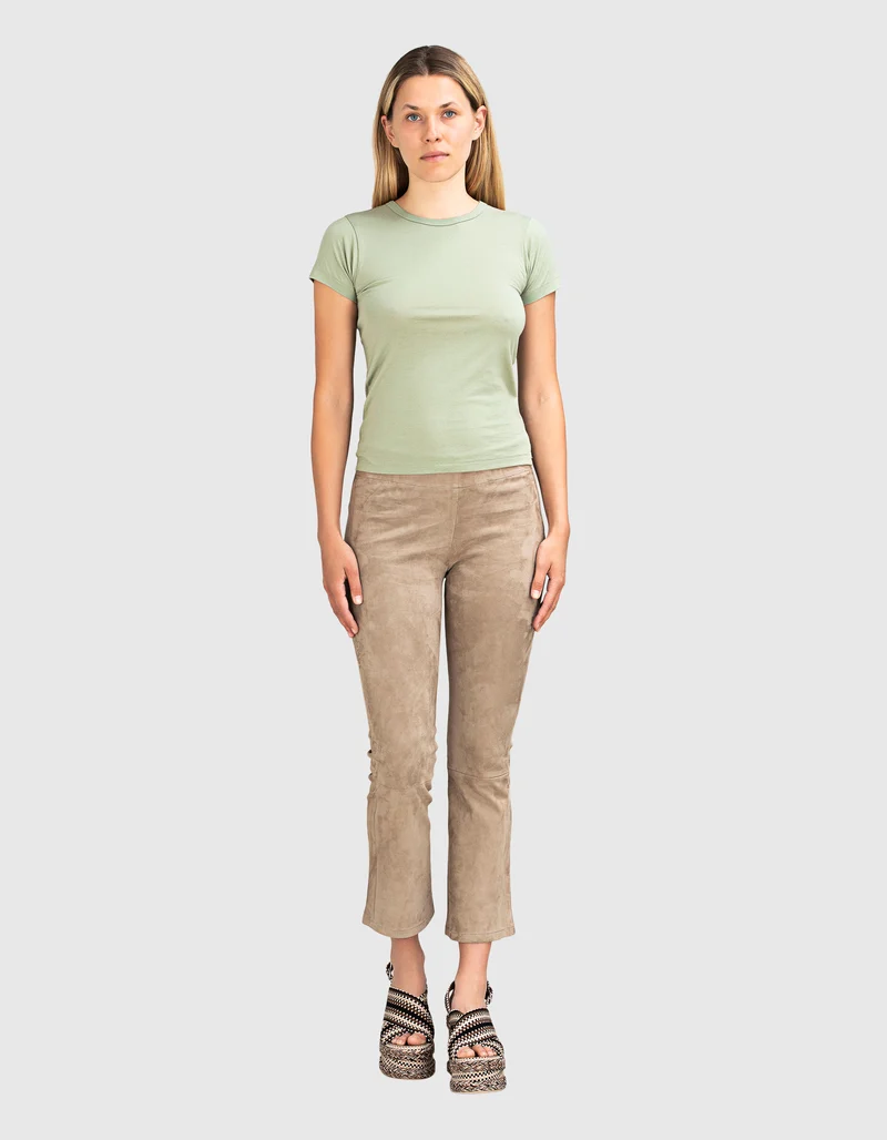 Kick-Flare Veloursleder-Hose Zaragozsa