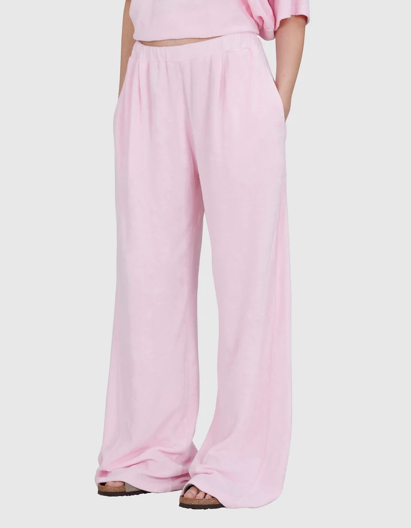 Wide-Leg Frottee Hose