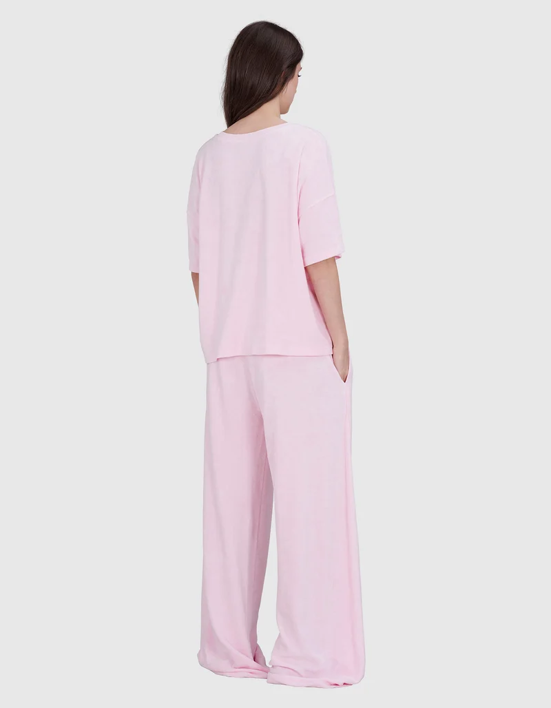 Wide-Leg Frottee Hose
