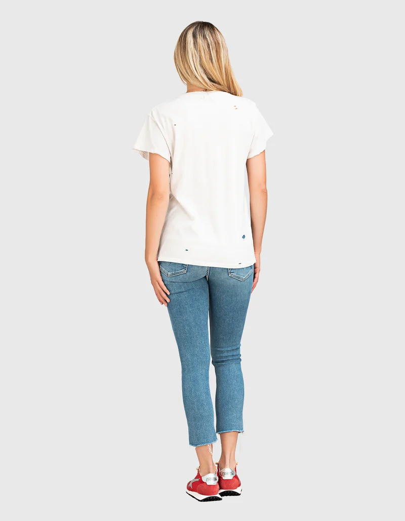 Bedrucktes Oversize T-Shirt im Destroyed-Look