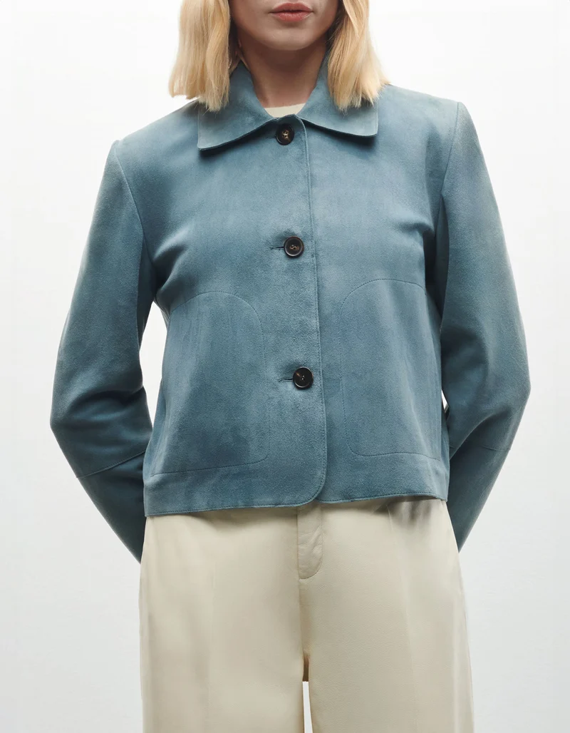 Veloursleder-Jacke Emy mit Eingrifftaschen
