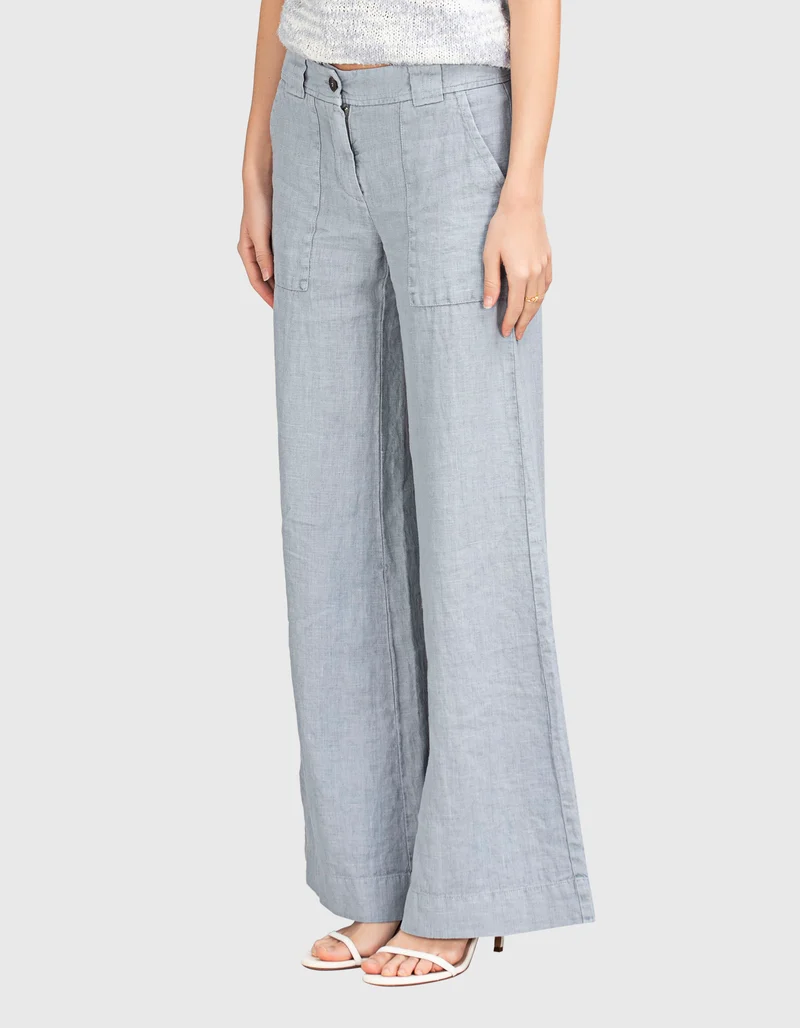 Wide-Leg Leinen Hose