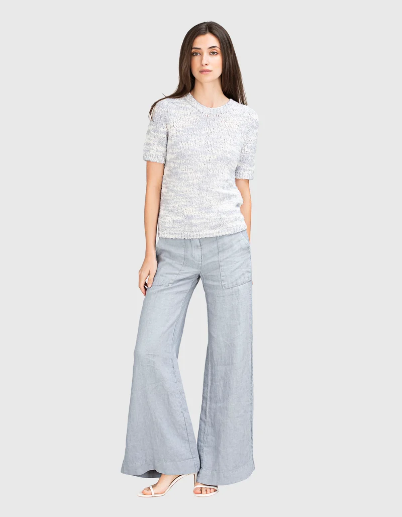 Wide-Leg Leinen Hose