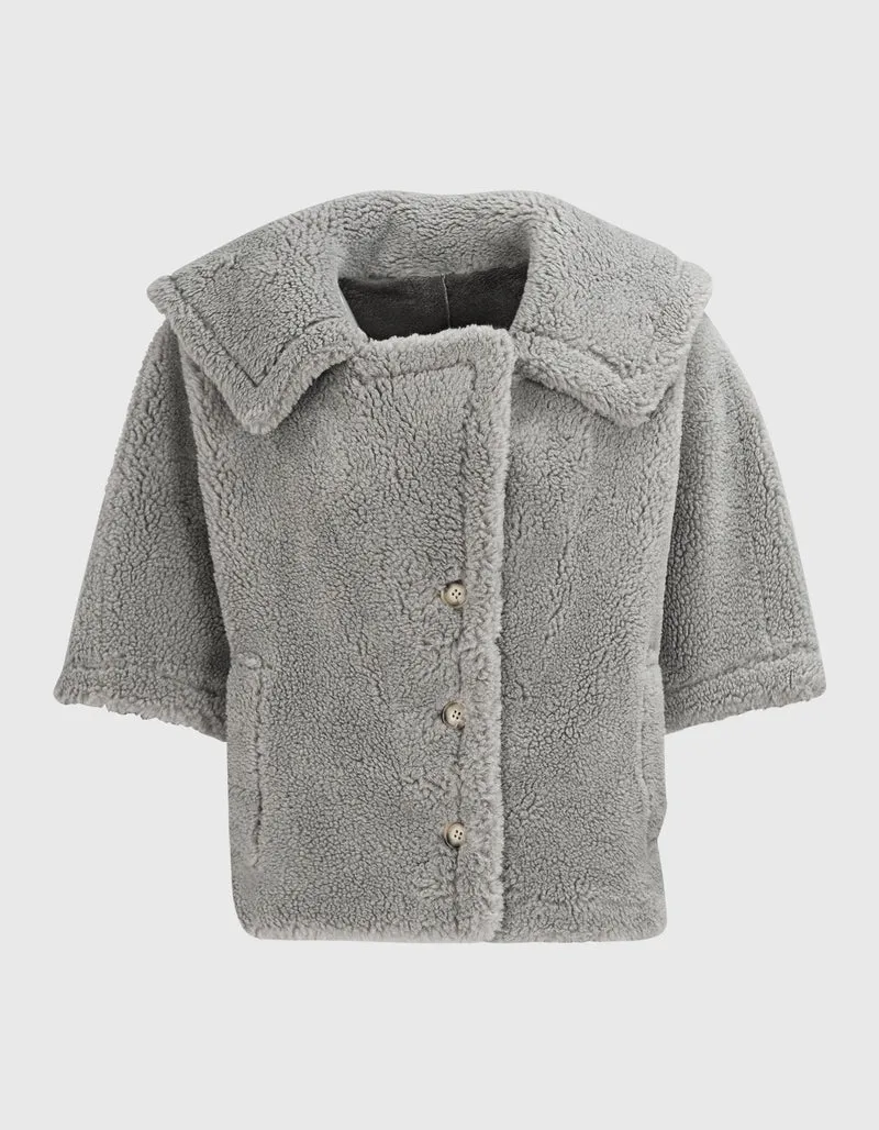 Oversize Cropped Teddyfell-Cape