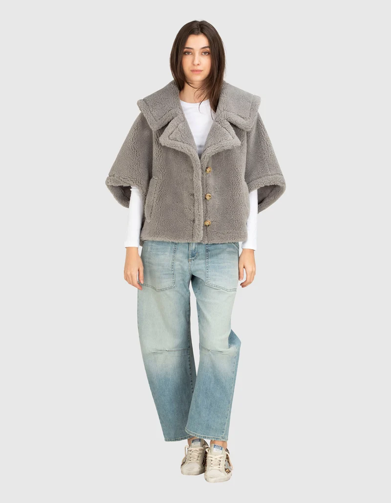 Oversize Cropped Teddyfell-Cape
