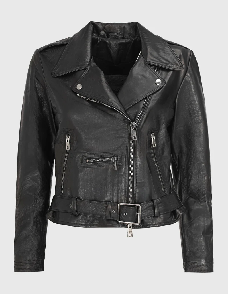 Leder-Jacke im Biker-Stil