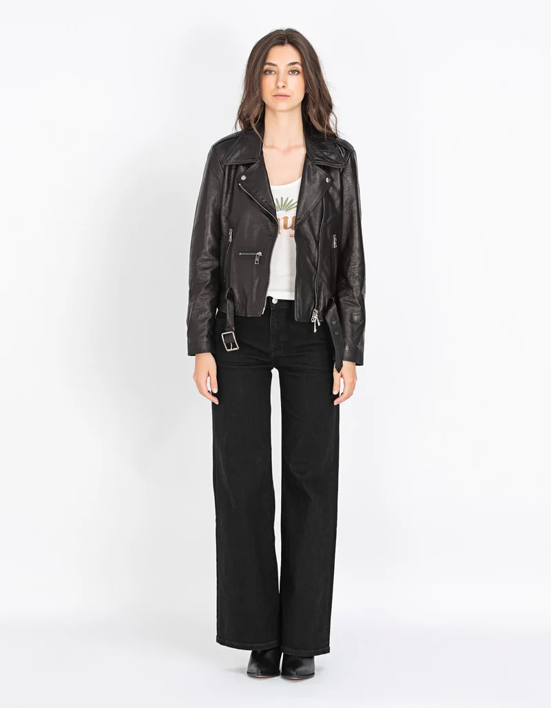 Leder-Jacke im Biker-Stil