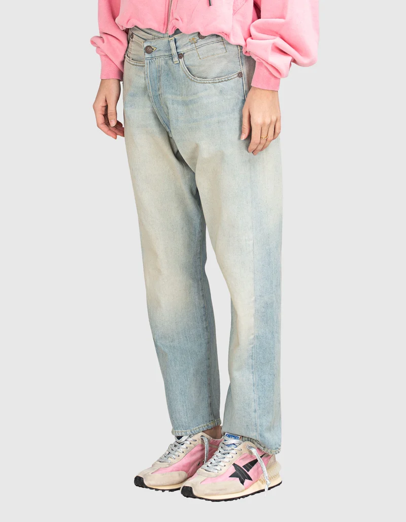 Washed-Out Crossover Jeans