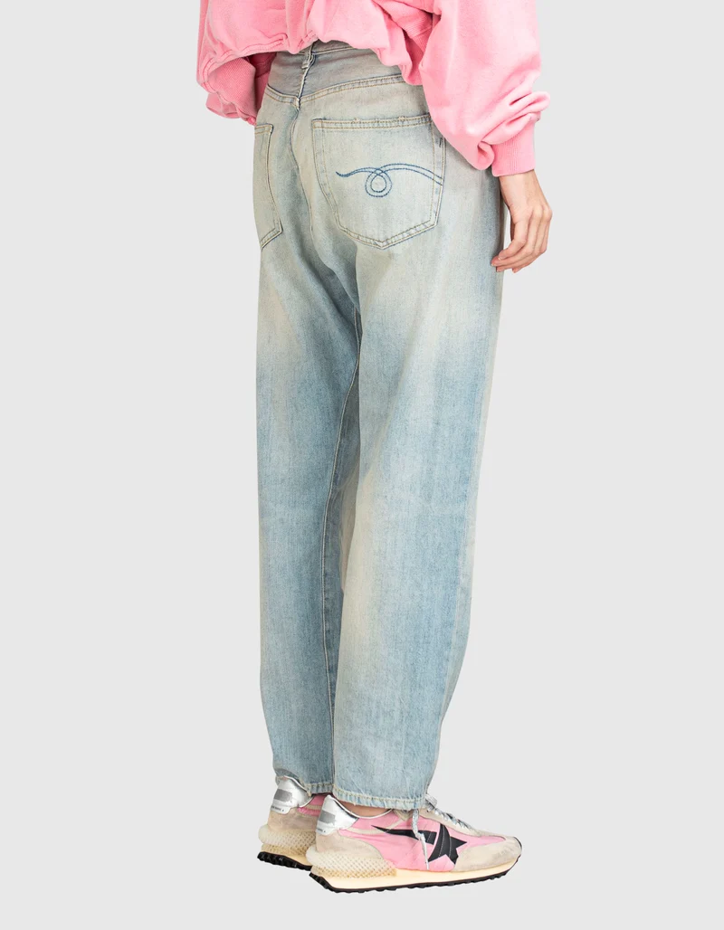 Washed-Out Crossover Jeans