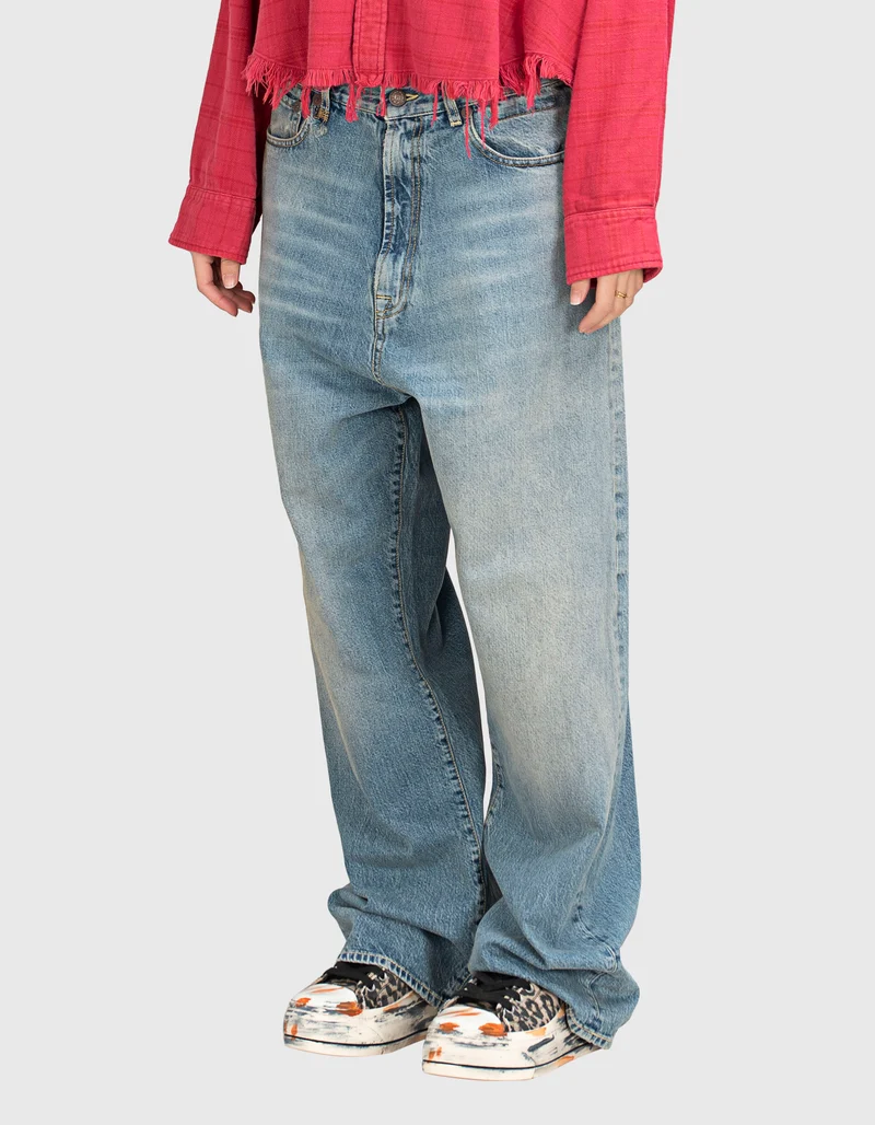 Washed-Out Wide-Leg Jeans