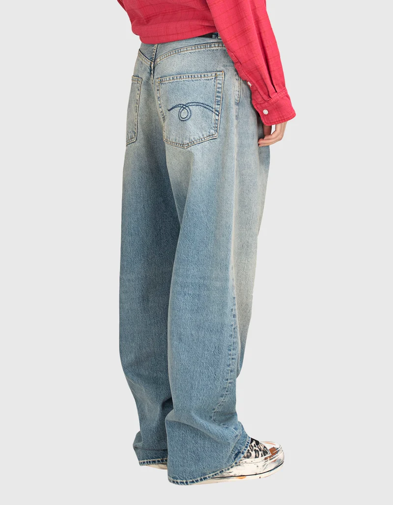Washed-Out Wide-Leg Jeans