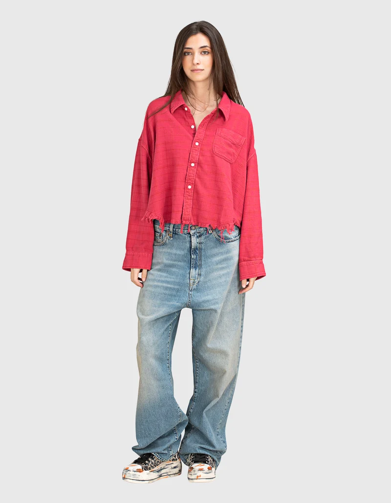 Washed-Out Wide-Leg Jeans