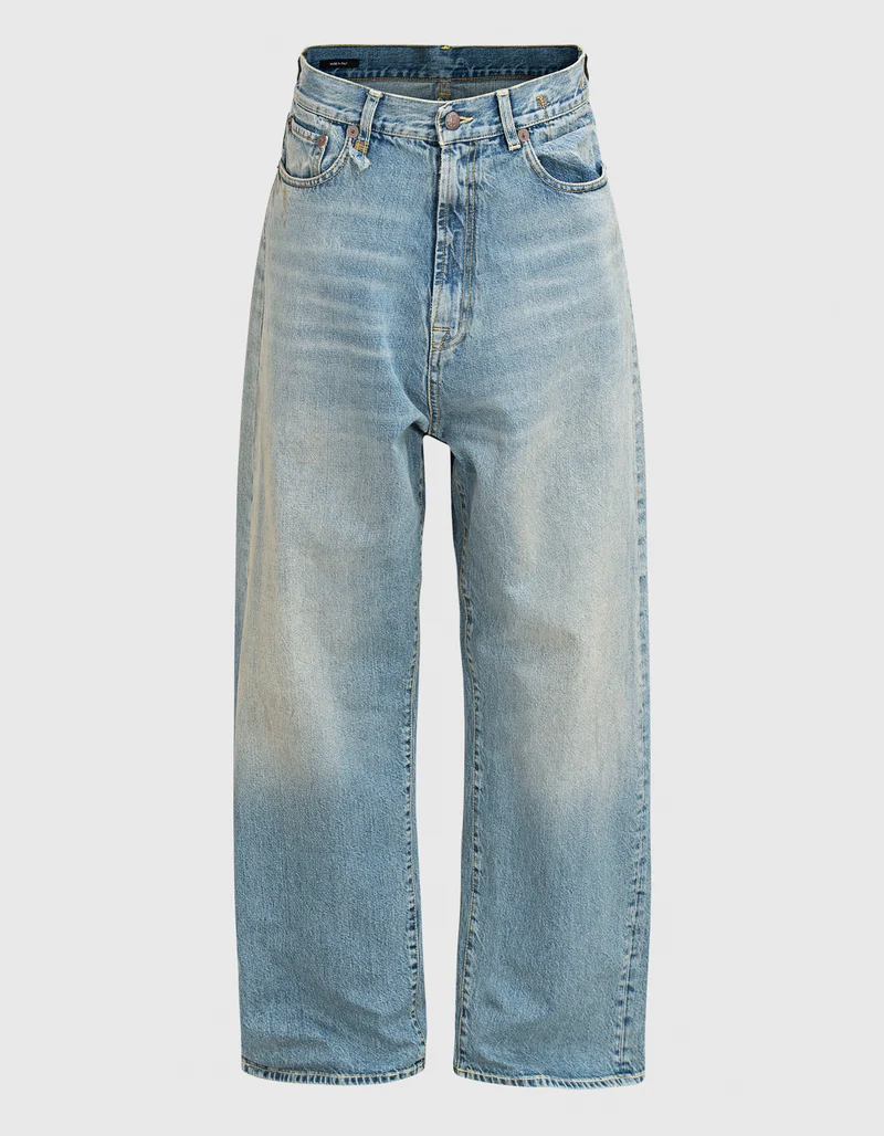 Washed-Out Wide-Leg Jeans