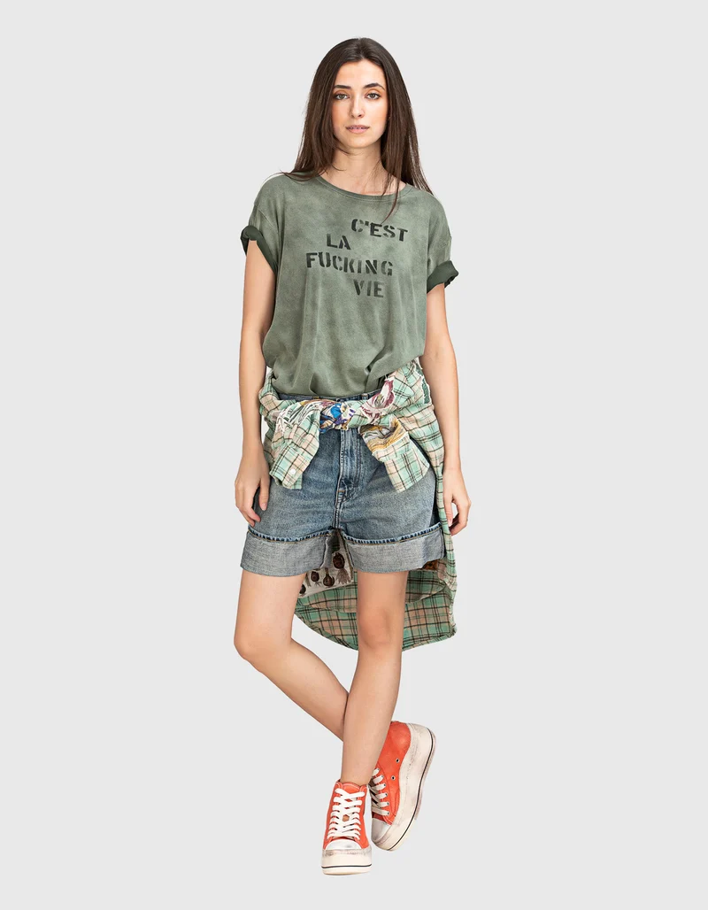 Bedrucktes Washed-Out T-Shirt
