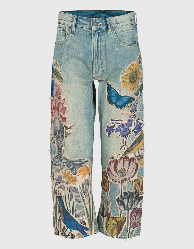Straight-Leg Jeans mit Applikationen