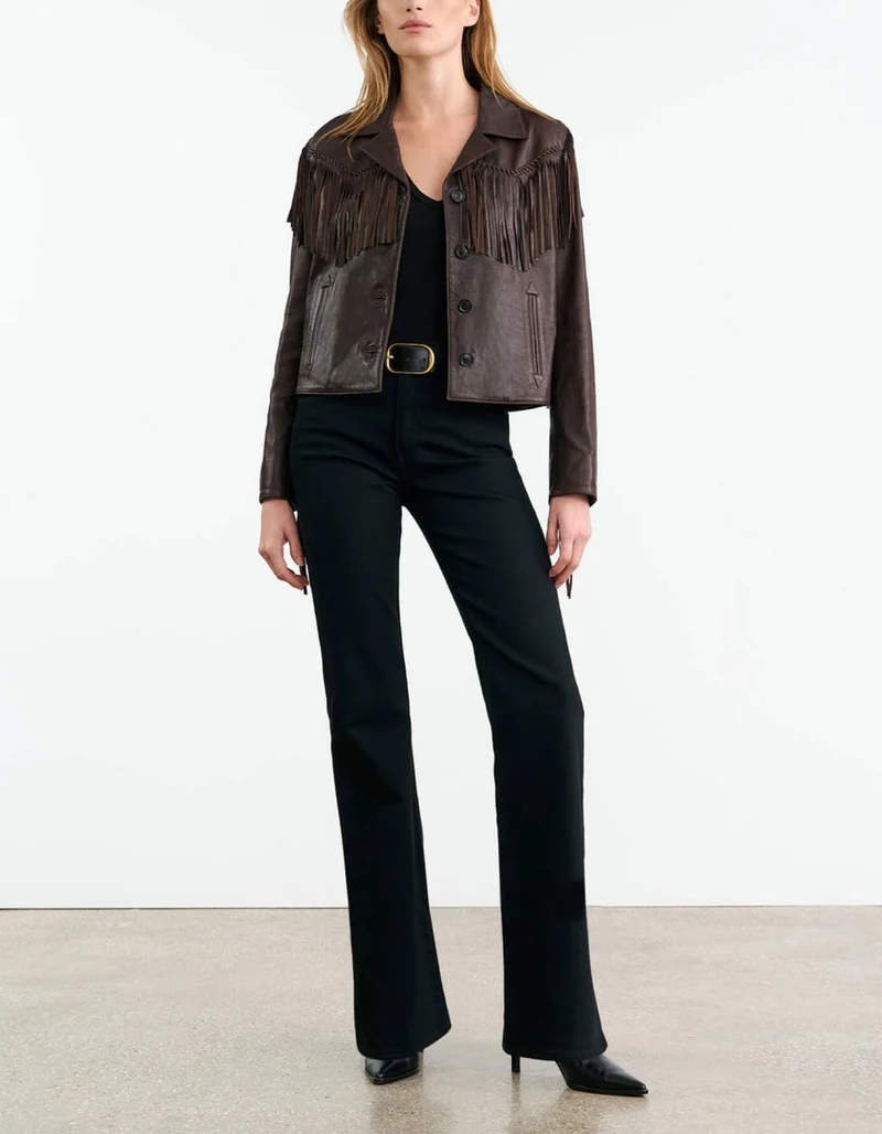 Lammleder-Jacke Eloi mit Fransen-Details