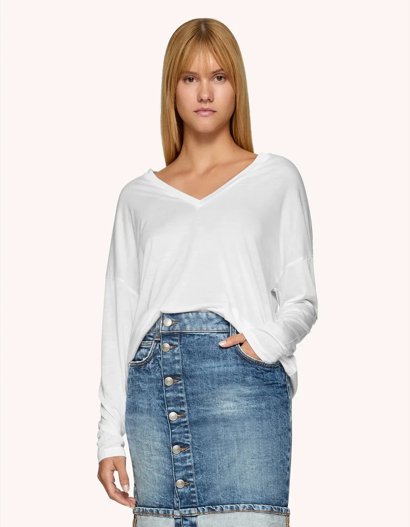 Oversize Longsleeve mit Seidenanteil