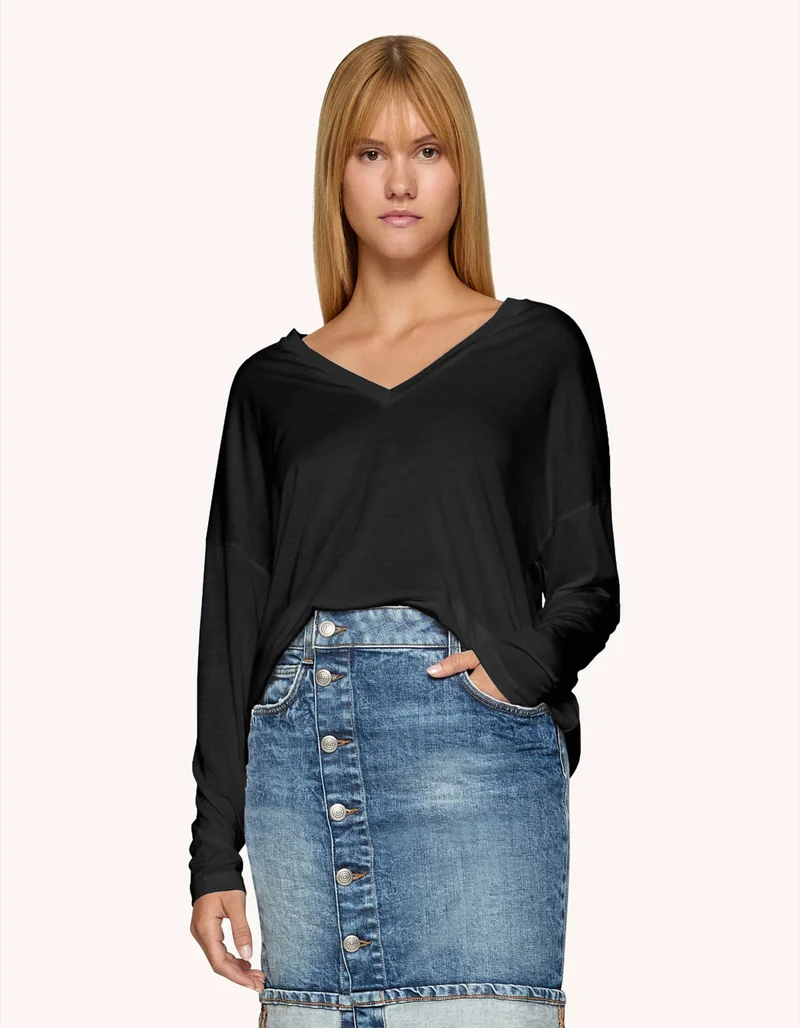 Oversize Longsleeve mit Seidenanteil
