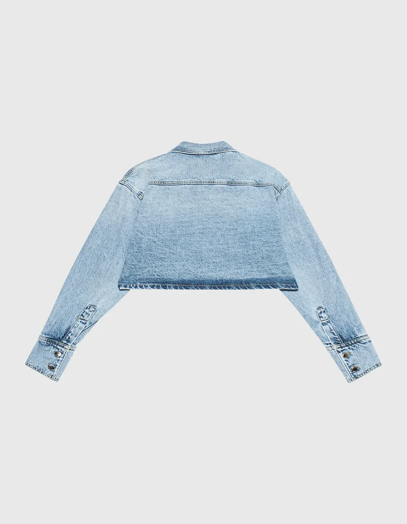 Cropped Jeans-Jacke Amber mit Label-Stickerei