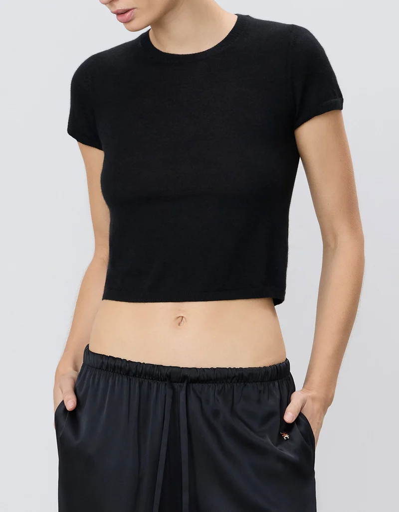 Kaschmir-Kurzarm-Shirt