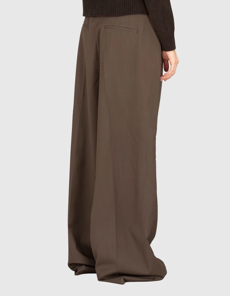Nadelstreifen-Wide-Leg Woll-Hose