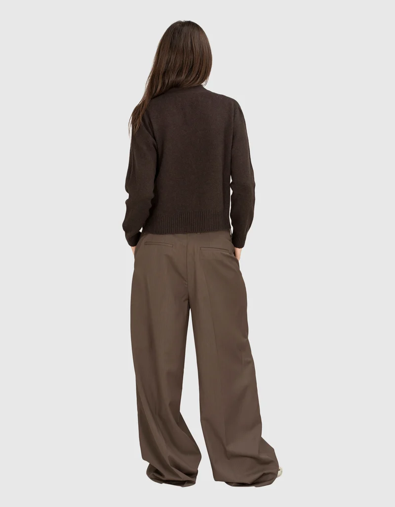 Nadelstreifen-Wide-Leg Woll-Hose