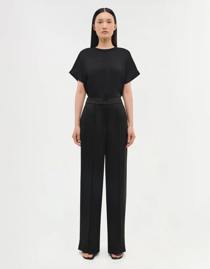 Wide-Leg Satin-Hose