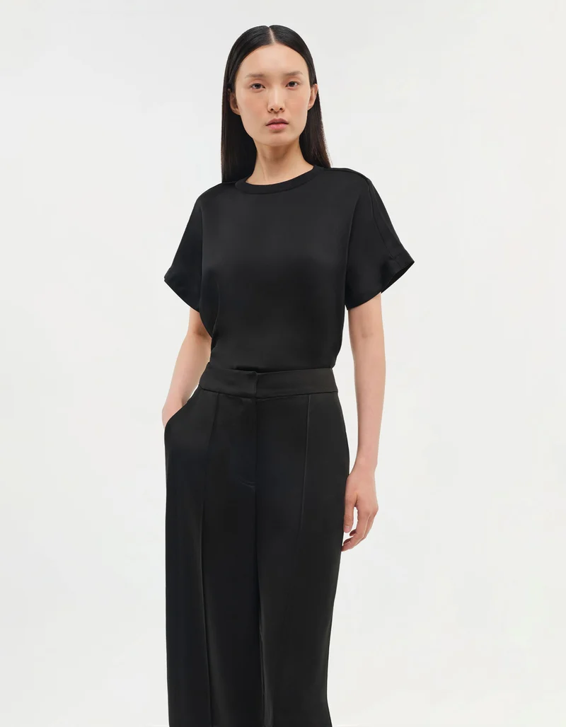 Wide-Leg Satin-Hose