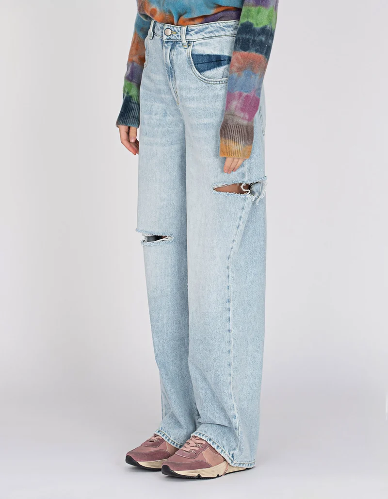 Destroyed Wide-Leg-Jeans Poppy