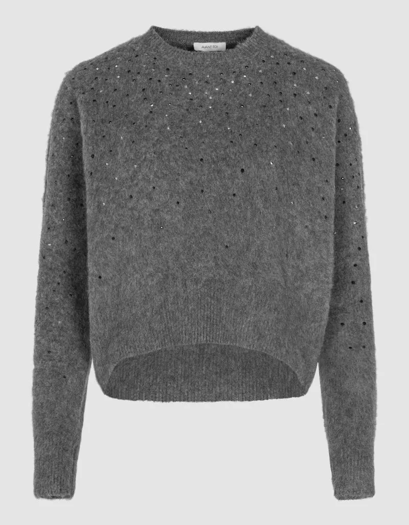 Kaschmirpullover mit Strasssteinen