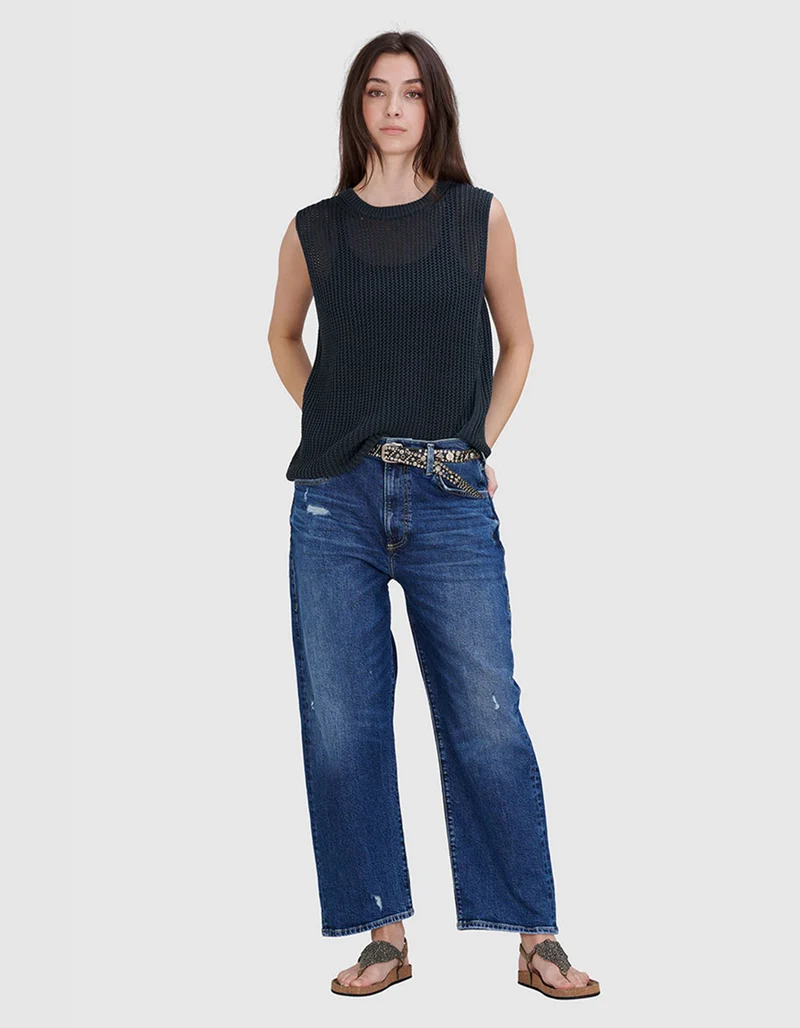 Destroyed Barrel-Leg Jeans