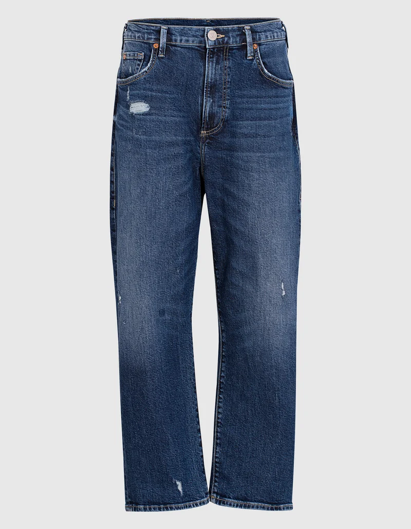 Destroyed Barrel-Leg Jeans