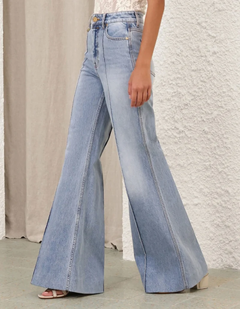 Wide-Flare-Leg Jeans Illuminate
