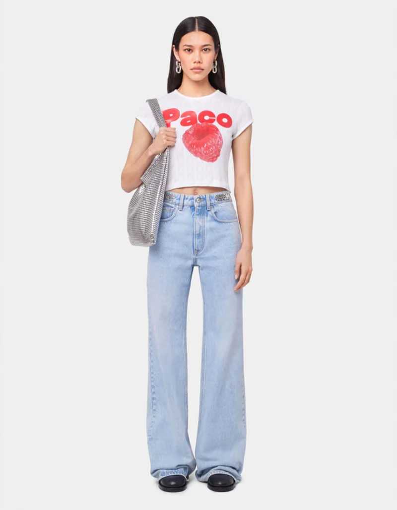 Wide-Leg Jeans mit Metall-Details