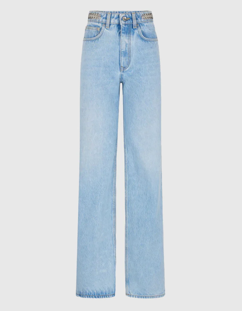 Wide-Leg Jeans mit Metall-Details