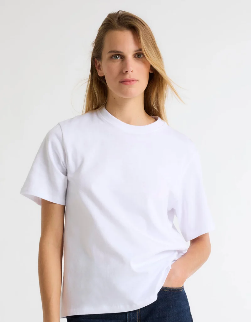 Heavy Cotton T-Shirt mit Rundhalsausschnitt