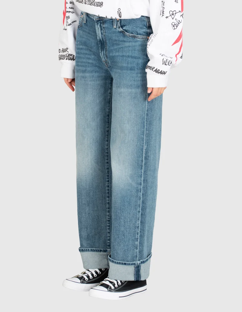 Washed-Out Wide-Leg Jeans