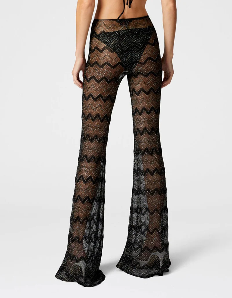 Ausgestellte Cover-up-Hose aus Zick-Zack-Lamé-Viskose