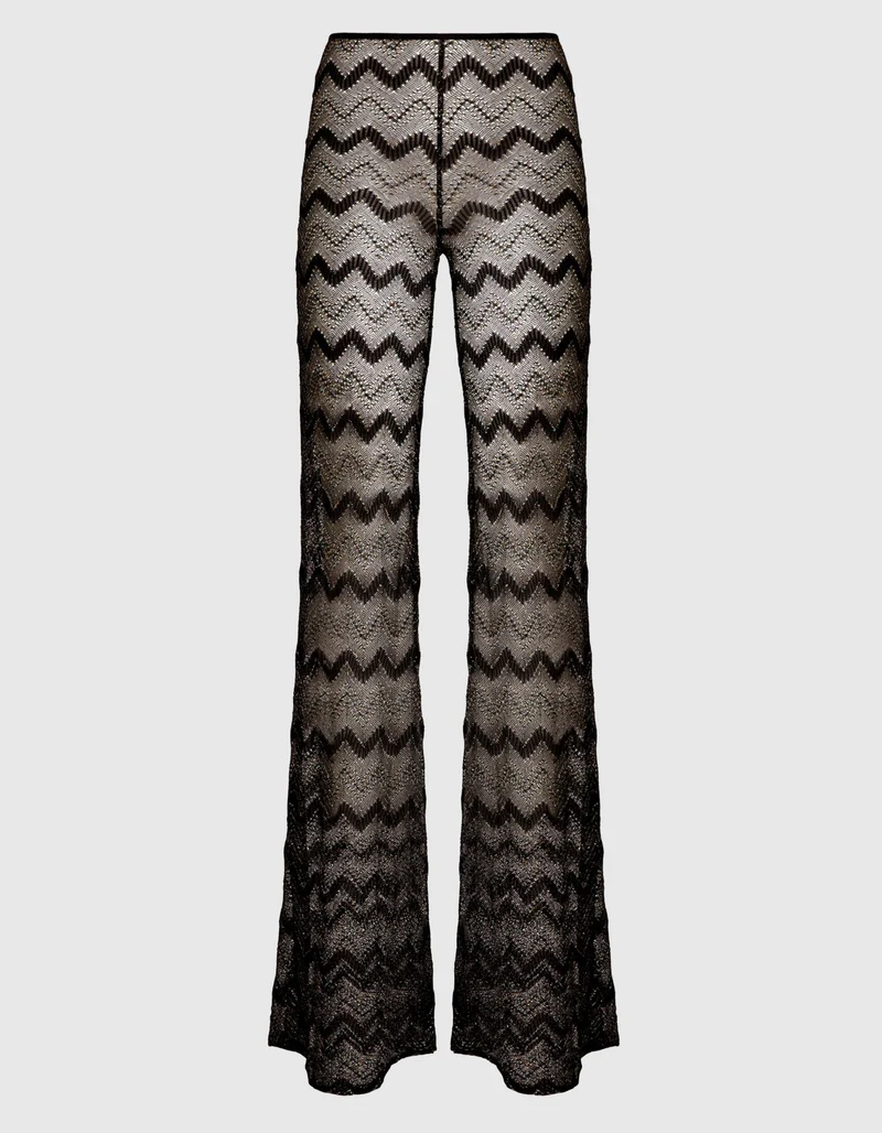 Ausgestellte Cover-up-Hose aus Zick-Zack-Lamé-Viskose