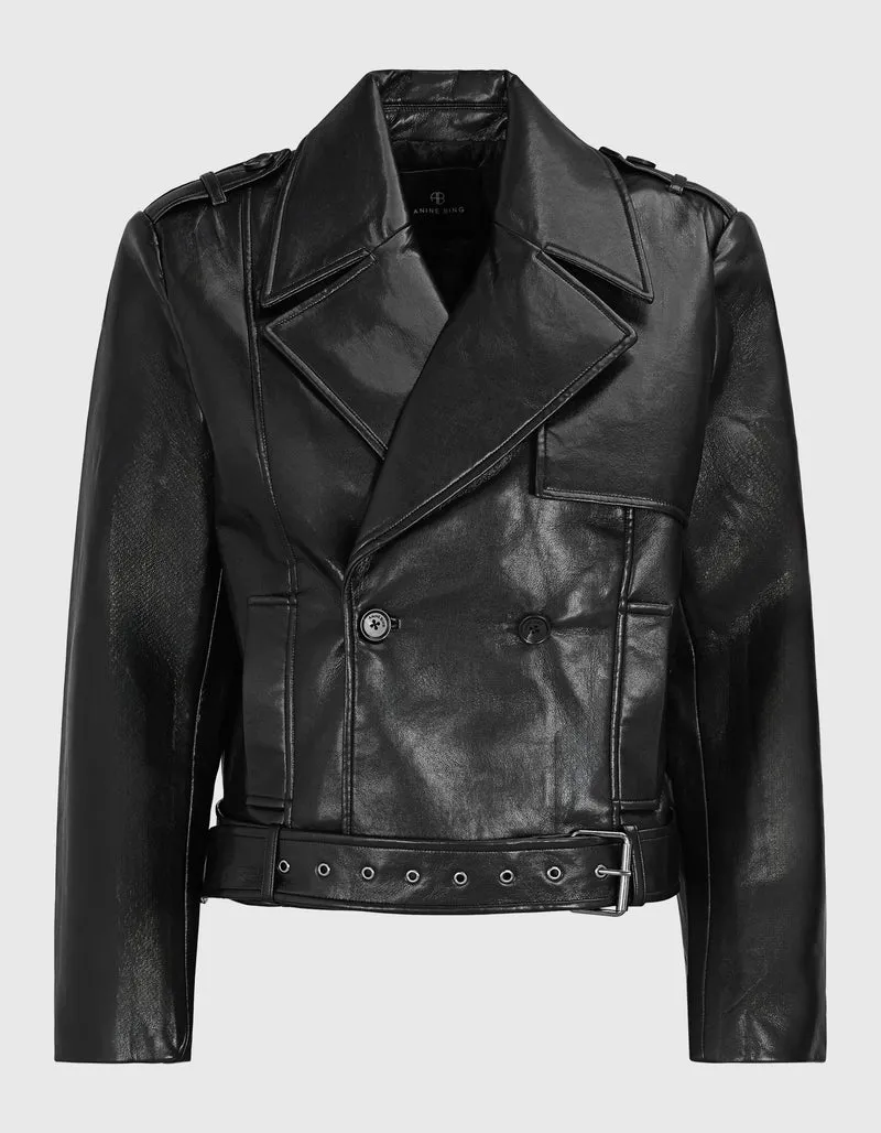 Doppelreihige Lederjacke Simone