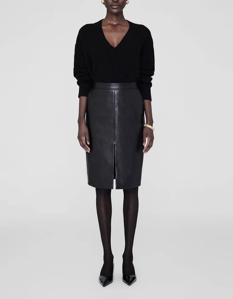 Leder-Rock Tyra mit Schlitz