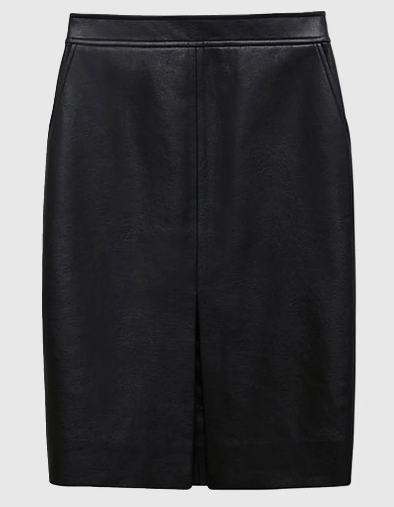 Leder-Rock Tyra mit Schlitz