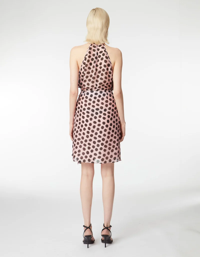 Seersucker-Neckholder-Seiden-Top mit Polka Dots