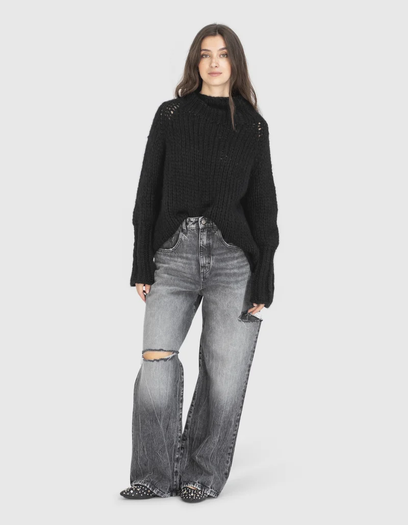 Oversize Grobstrick-Kaschmirpullover
