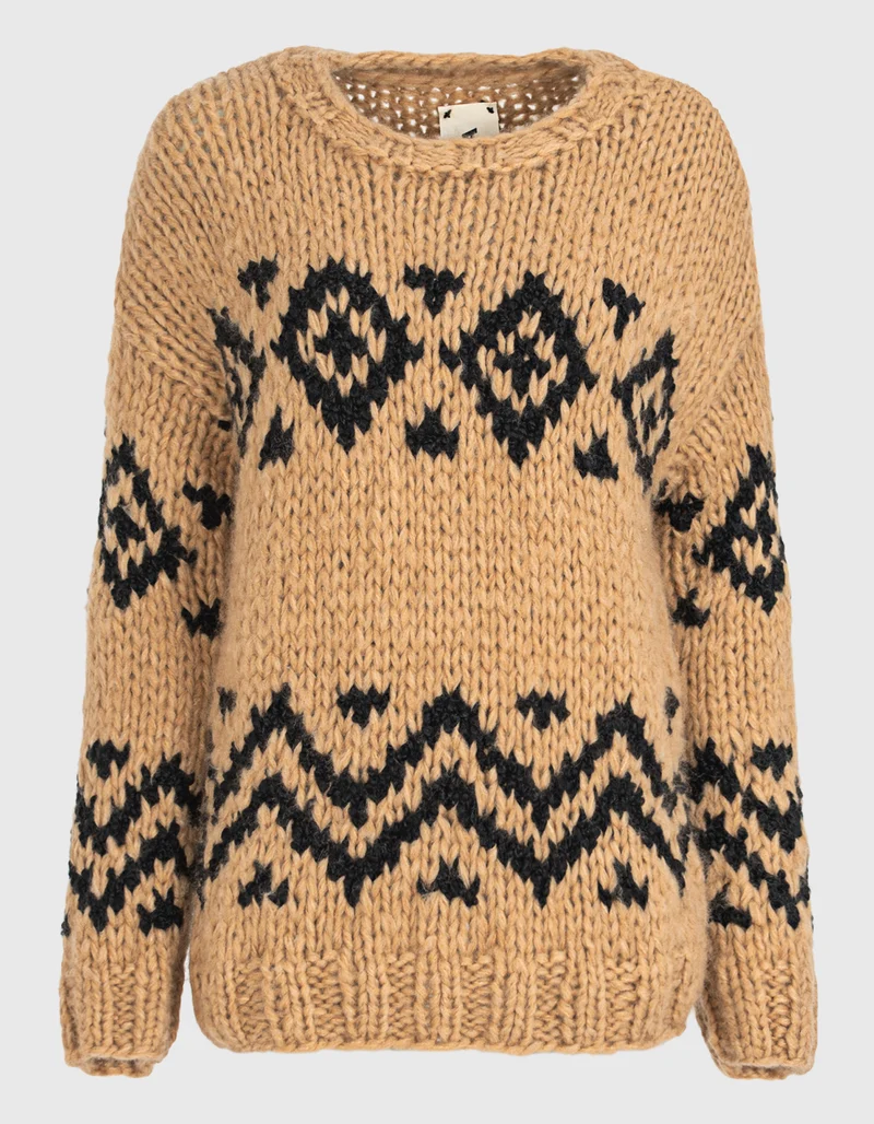 Gemusterter Oversize Kaschmirpullover