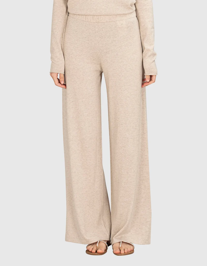 Wide-Leg Feinstrick-Hose mit Kaschmir-Anteil