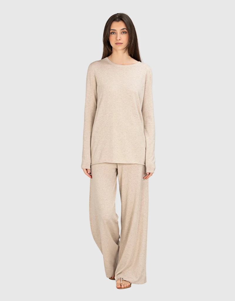 Wide-Leg Feinstrick-Hose mit Kaschmir-Anteil