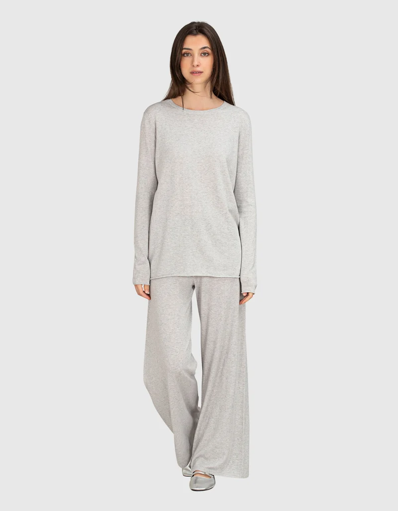 Wide-Leg Feinstrick-Hose mit Kaschmir-Anteil