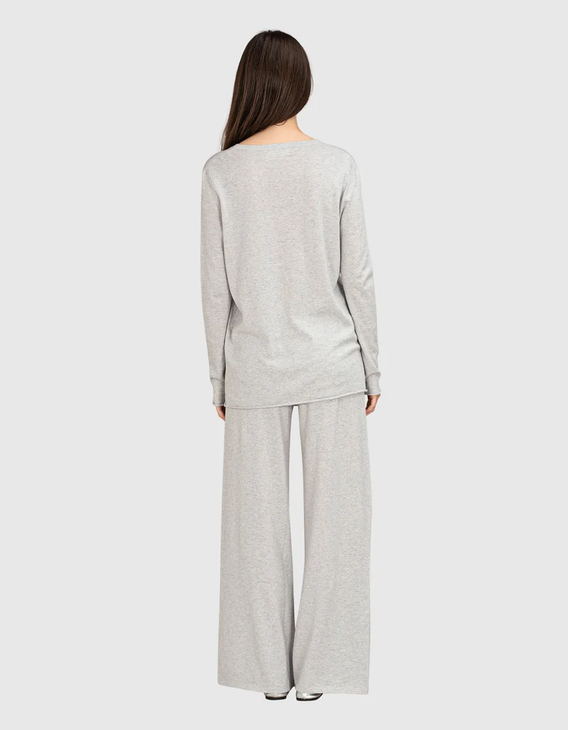 Wide-Leg Feinstrick-Hose mit Kaschmir-Anteil