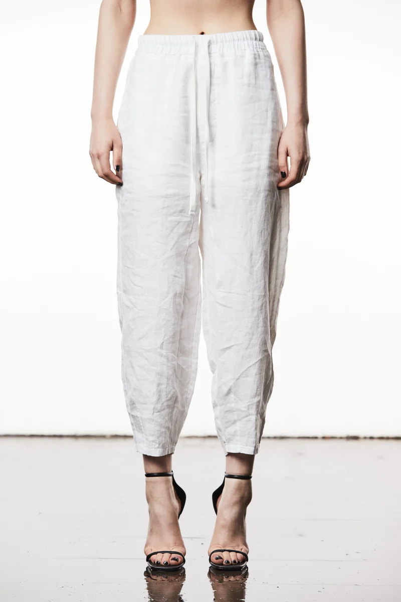 Barrel-Fit Leinen-Mix Hose
